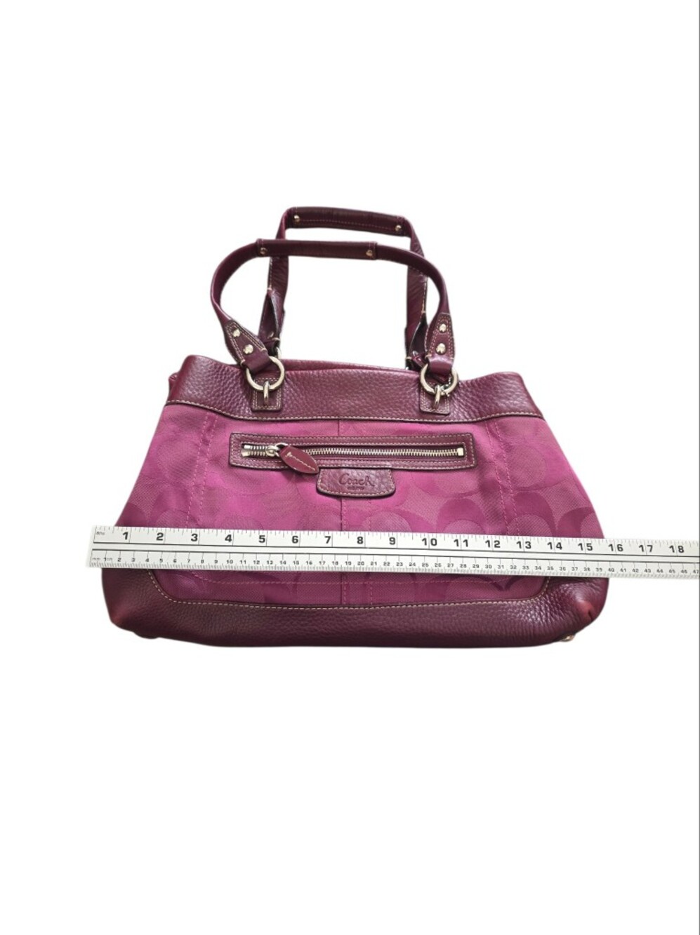 Coach Penelope Magenta Shoulder Signature Canvas Tote Bag 14422 - Picture 9 of 12